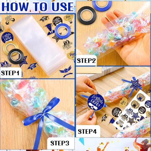 Roll Poly Tubing, Graduation Candy Lei Kit Class of 2025 DIY Hawaiian Candy Lei Making Kit Includes 24 Pcs Candy Lei Bags 4 Rolls Ribbons 144 Pcs Paper Cut for Party Gift in Saudi Arabia