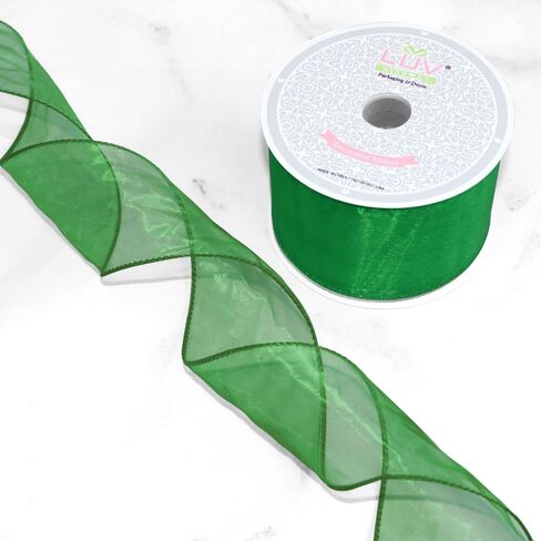 Creative Ideas Wired 2.5" inch Organza Ribbon, 10 Yards, Emerald Green in Saudi Arabia