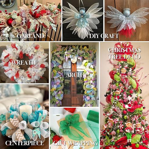 شريط شبكي لأكاليل الزهور مقاس 10 بوصة × 30 قدم لفات شريط شبكي ديكو مع FOI معدني لامع للباب DIY Craft Halloween حفل زفاف عيد الفصح عيد الميلاد ديكور المنزل وتغليف الهدايا (بيج) in Kuwait