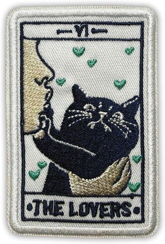 The Lovers Patch 3 Inches Funny Tarot Cards Cat Cute Meme Animal Lovers Girly Heart Iron On/Sew On Embroidery Fabric Applique Patches for Backpack Vest Hat Dog Harness Army Gifts Mom Dad in Saudi Arabia