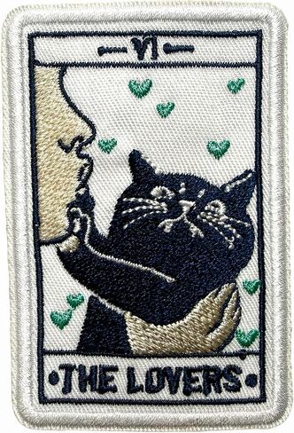 The Lovers Patch 3 Inches Funny Tarot Cards Cat Cute Meme Animal Lovers Girly Heart Iron On/Sew On Embroidery Fabric Applique Patches for Backpack Vest Hat Dog Harness Army Gifts Mom Dad in Saudi Arabia