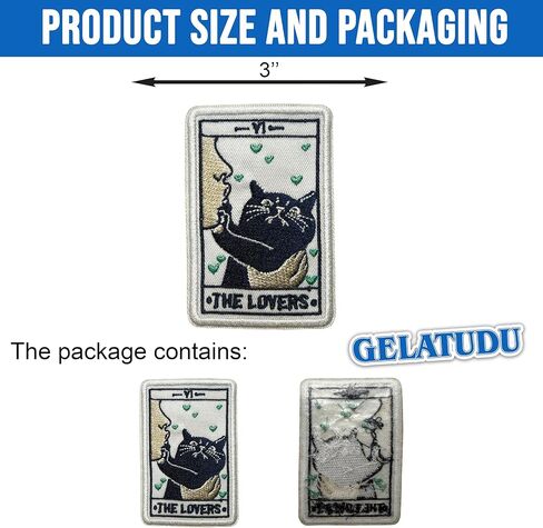 The Lovers Patch 3 Inches Funny Tarot Cards Cat Cute Meme Animal Lovers Girly Heart Iron On/Sew On Embroidery Fabric Applique Patches for Backpack Vest Hat Dog Harness Army Gifts Mom Dad in Saudi Arabia