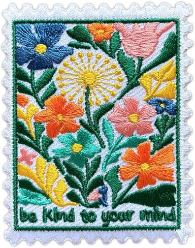 Be Kind to Your Mind Flower Stamp Embroidery Patch for Clothes Backpacks Hats Jeans Bags, Size 3" Iron Patch or Sew On Patches, Applique Embroidery Patches, Mental Health Gift for Boys Girls in Saudi Arabia