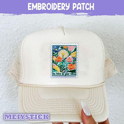 Be Kind to Your Mind Flower Stamp Embroidery Patch for Clothes Backpacks Hats Jeans Bags, Size 3" Iron Patch or Sew On Patches, Applique Embroidery Patches, Mental Health Gift for Boys Girls in Saudi Arabia
