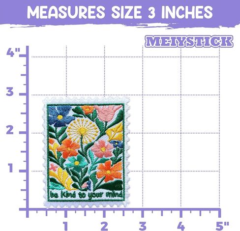 Be Kind to Your Mind Flower Stamp Embroidery Patch for Clothes Backpacks Hats Jeans Bags, Size 3" Iron Patch or Sew On Patches, Applique Embroidery Patches, Mental Health Gift for Boys Girls in Saudi Arabia