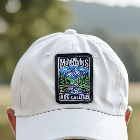 The Mountains are Calling Patch Hiking Traveling Nature Lover Outdoo Embroidered Patches Iron On Sew On Applique Badge for Jacket Backpack Hat Clothing Accessories Camping Gift 3 inch in Kuwait