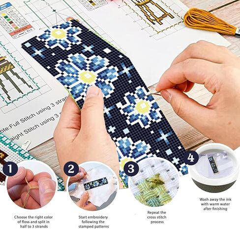 freebloss 6 مجموعة عبر غرزة المرجعية عدة 11ct diy عبر الابره مجموعات أزهار الكرز نمط مختوم التطريز عدة مع تعليمات المرجعية صنع مجموعة للمبتدئين الكبار 8x2.4 بوصة in Kuwait