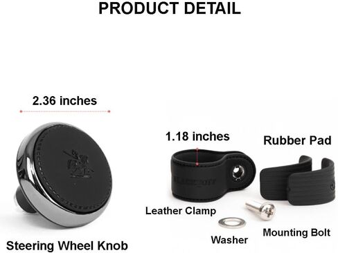 DEAD SKIN Leather Clamp Steering Wheel Knob, Premium Genuine Leather, Smooth Metal Ball Bearing, Easy Clamp Install & Removal, Comfortable Driving Assist - 3 Color Options (Dark Brown) in Saudi Arabia