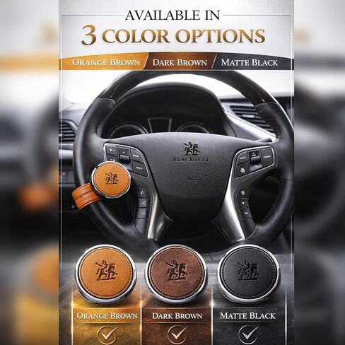 DEAD SKIN Leather Clamp Steering Wheel Knob, Premium Genuine Leather, Smooth Metal Ball Bearing, Easy Clamp Install & Removal, Comfortable Driving Assist - 3 Color Options (Dark Brown) in Saudi Arabia