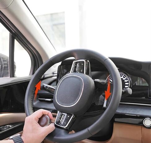 DEAD SKIN Leather Clamp Steering Wheel Knob, Premium Genuine Leather, Smooth Metal Ball Bearing, Easy Clamp Install & Removal, Comfortable Driving Assist - 3 Color Options (Dark Brown) in Saudi Arabia