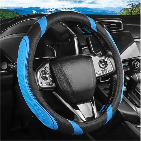 Car Steering Wheel Cover, Breathable Soft Leather Vehicle Wheel Cover Protector for Men Women, Non-Slip Automotive Interior Protection Accessories, Universal for Most Vehicles (Black) in Saudi Arabia