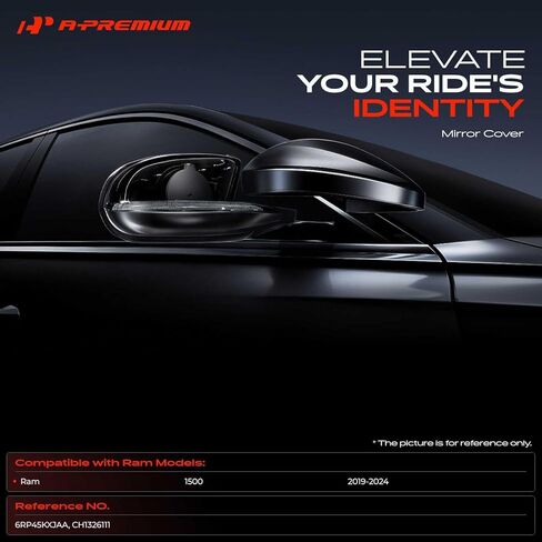 غطاء مرآة الرؤية الخلفية الجانبية للسائق A-Premium متوافق مع Ram 1500 2019-2024، أسود معبأ، مع فتحة إشارة الانعطاف in Kuwait