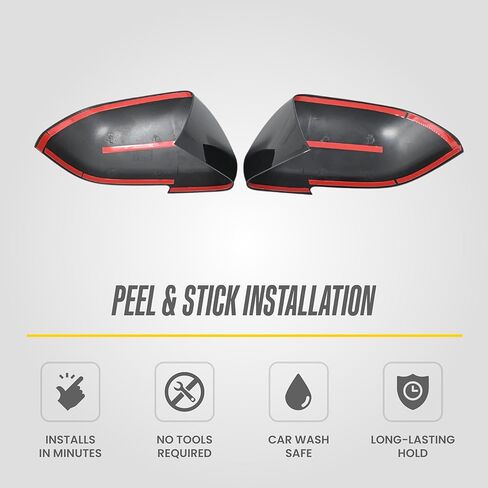 Trim Illusion Chrome Delete Gloss Black Patented Mirror Cover Cap Overlay for 18-25 Ford Expedition & 18-25 Lincoln Navigator | Easy No-Tool Install | US Patented in Saudi Arabia