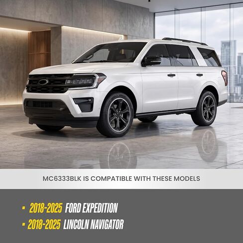 Trim Illusion Chrome Delete Gloss Black Patented Mirror Cover Cap Overlay for 18-25 Ford Expedition & 18-25 Lincoln Navigator | Easy No-Tool Install | US Patented in Saudi Arabia