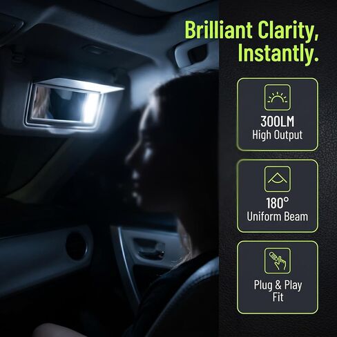 10 قطع سيارة فانيتي ميرور حاجب الشمس من ضوء LED، T6 12V مشرق للغاية 3SMD 5050 Festoon LED لمبة سيارة، ملحقات السيارة العالمية قناع ضوء لمبة لمرآة الغرور، ضوء القبة (أبيض) in Kuwait