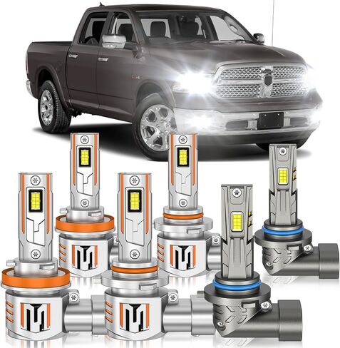 Fit for Dodge Ram 1500 2500 3500(Without Projector Version) 2009-2018 Fog Light Bulbs, High&Low Beam Fog Bulb Combo, 900% Brightness 6000K Cool White, Canbus Ready, Pack of 6 in Saudi Arabia