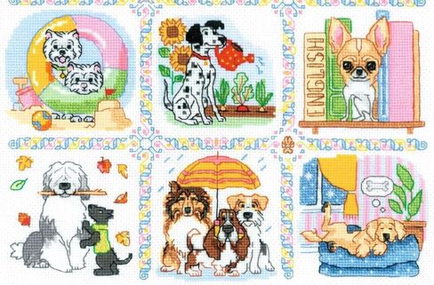 RIOLIS - Dog Calendar 2245, Dogs Cross Stitch Kits 11¾"x15¾, Counted Cross Stitch Kits, Counted Cross Stitch Kits for Beginners & Advanced, Cross Stitching Kits for Adults, Dog Embroidery Kit in Kuwait