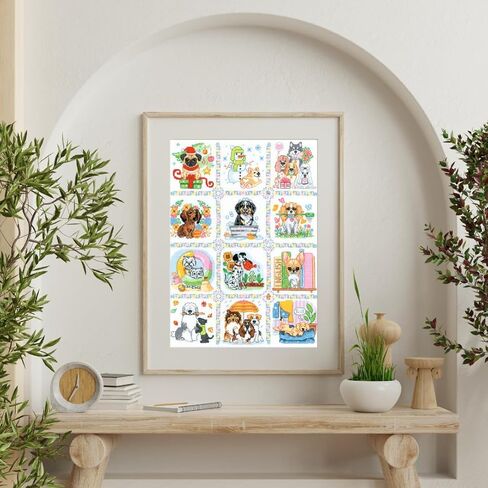 RIOLIS - Dog Calendar 2245, Dogs Cross Stitch Kits 11¾"x15¾, Counted Cross Stitch Kits, Counted Cross Stitch Kits for Beginners & Advanced, Cross Stitching Kits for Adults, Dog Embroidery Kit in Kuwait