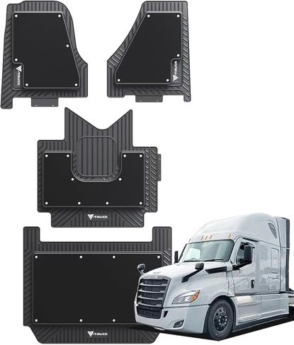 4-Piece All-Weather Floor Mat Set for Freightliner Cascadia 126 (2017-present) – Custom Fit Double-Layer Rubber & Carpet Mats, Heavy-Duty Non-Slip Interior Protection, Easy Clean, Full Cab Coverage in Saudi Arabia