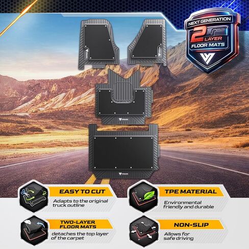 4-Piece All-Weather Floor Mat Set for Freightliner Cascadia 126 (2017-present) – Custom Fit Double-Layer Rubber & Carpet Mats, Heavy-Duty Non-Slip Interior Protection, Easy Clean, Full Cab Coverage in Saudi Arabia