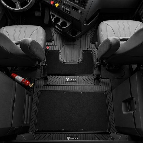 4-Piece All-Weather Floor Mat Set for Freightliner Cascadia 126 (2017-present) – Custom Fit Double-Layer Rubber & Carpet Mats, Heavy-Duty Non-Slip Interior Protection, Easy Clean, Full Cab Coverage in Saudi Arabia