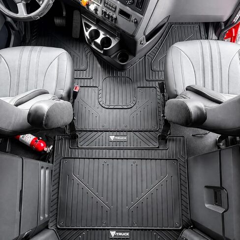 4-Piece All-Weather Floor Mat Set for Freightliner Cascadia 126 (2017-present) – Custom Fit Double-Layer Rubber & Carpet Mats, Heavy-Duty Non-Slip Interior Protection, Easy Clean, Full Cab Coverage in Saudi Arabia