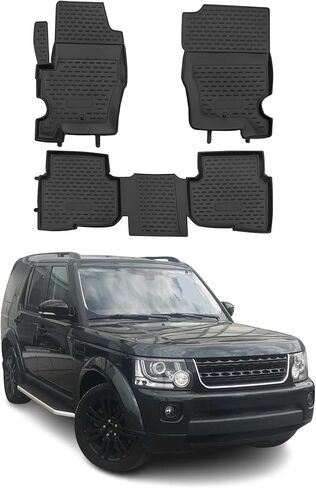 OMAC Floor Mats for Land Rover LR4 2010-2016 Car Mats All Weather 3D Custom Fit Rubber Mat Waterproof Odorless TPE Floor Liners Laser Measured Non-Slip (Black) in Kuwait