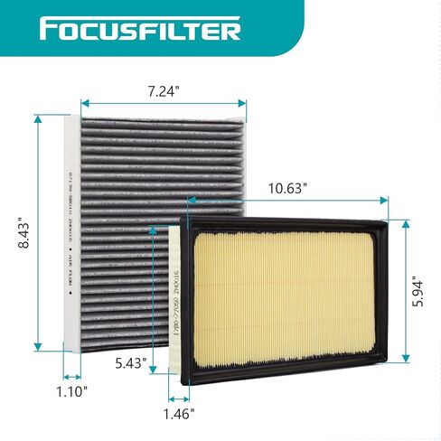 FOCUSFILTER 17801-F0020 87139-58010 OEM Grade Engine & Cabin Air Filter Set, for Toyota RAV4 Hybrid 2019-2025, Camry Hybrid 2018-2025, Highlander Hybrid 2020-2025, Sienna Venza 2021-2025 in Saudi Arabia