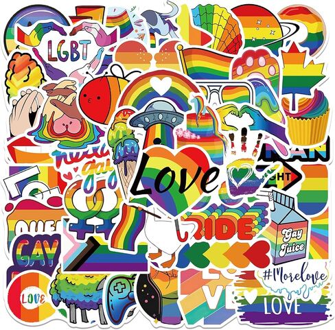 50 قطعة من ملصقات فخر المثليين LGBT اللون نفسه ملصقات مقاومة للماء لزجاجات المياه للكمبيوتر وملصقات الدراجات النارية in Kuwait