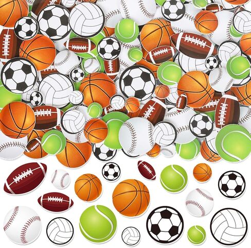 Whaline 488Pcs Sports Foam Stickers Sports Ball Theme Foam Decals 6 Designs Assorted Ball Self-Adhesive Decorative Stickers for Scrapbook Journal Decor Party Supplies, 3 Sizes in Saudi Arabia