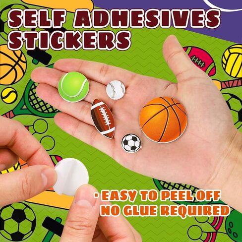 Whaline 488Pcs Sports Foam Stickers Sports Ball Theme Foam Decals 6 Designs Assorted Ball Self-Adhesive Decorative Stickers for Scrapbook Journal Decor Party Supplies, 3 Sizes in Saudi Arabia