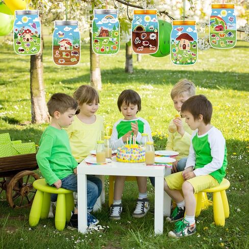 30 Sheet Spring Insect Craft Kit Spring Summer Mason Jar Scene with Bee Ladybug Flower Sticker Make Your Own Insect Jar Ornament for Kid Toddler Sunday School Classroom Home Reward Activity in Saudi Arabia