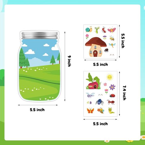 30 Sheet Spring Insect Craft Kit Spring Summer Mason Jar Scene with Bee Ladybug Flower Sticker Make Your Own Insect Jar Ornament for Kid Toddler Sunday School Classroom Home Reward Activity in Saudi Arabia