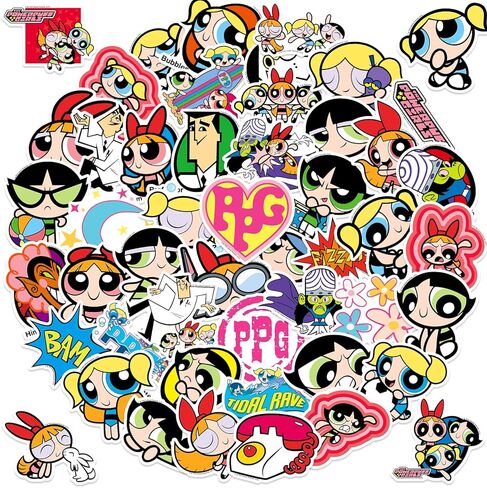 50PCS Official Sticker Pack - Cute Stickers Waterproof, Durable Vinyl Decals for Laptops, Water Bottles, DIY Crafts Skateboards, Helmets, DIY Projects(Blossom, Bubbles, Buttercup) in Saudi Arabia