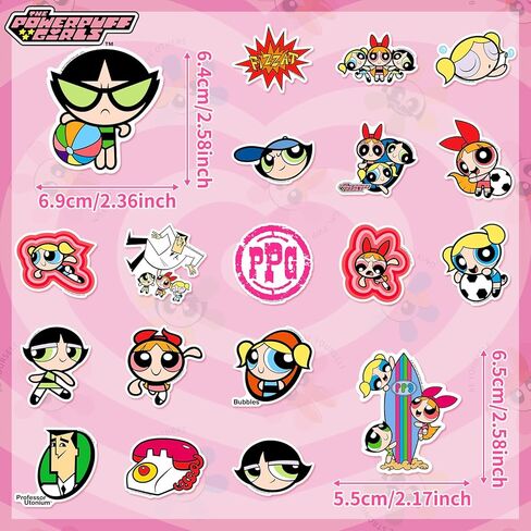 50PCS Official Sticker Pack - Cute Stickers Waterproof, Durable Vinyl Decals for Laptops, Water Bottles, DIY Crafts Skateboards, Helmets, DIY Projects(Blossom, Bubbles, Buttercup) in Saudi Arabia