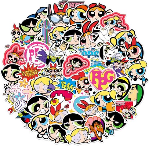 50PCS Official Sticker Pack - Cute Stickers Waterproof, Durable Vinyl Decals for Laptops, Water Bottles, DIY Crafts Skateboards, Helmets, DIY Projects(Blossom, Bubbles, Buttercup) in Saudi Arabia
