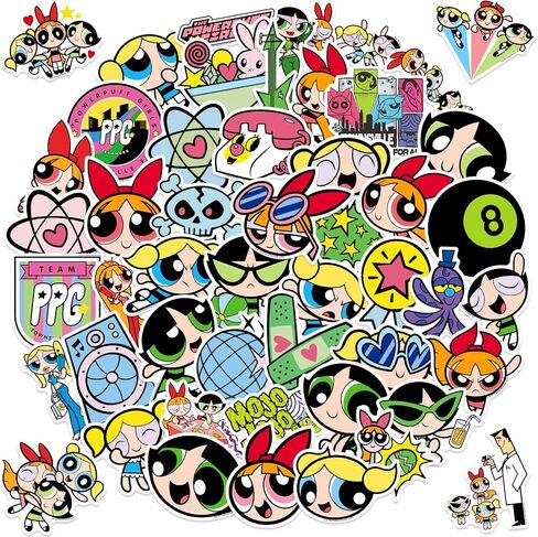50PCS Official Sticker Pack - Cute Stickers Waterproof, Durable Vinyl Decals for Laptops, Water Bottles, DIY Crafts Skateboards, Helmets, DIY Projects(Blossom, Bubbles, Buttercup) in Saudi Arabia