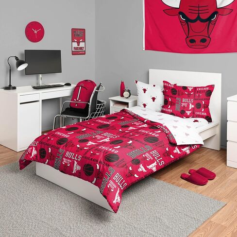 FOCO Chicago Bulls NBA Team Color Bed in a Bag Comforter Bedding 5 Piece Set - Full in Saudi Arabia
