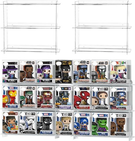 2 Pack Wall Display Shelf for Funko Pop Boxes - Hold Up to 21 Boxes, Clear Acrylic Action Figure Stand, Collectibles Display Case in Kuwait