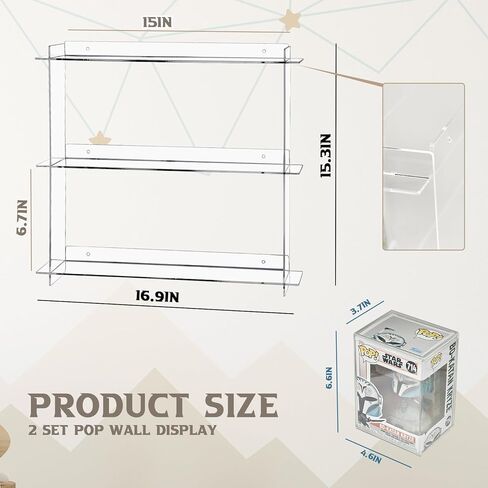 2 Pack Wall Display Shelf for Funko Pop Boxes - Hold Up to 21 Boxes, Clear Acrylic Action Figure Stand, Collectibles Display Case in Kuwait