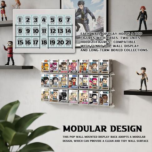 2 Pack Wall Display Shelf for Funko Pop Boxes - Hold Up to 21 Boxes, Clear Acrylic Action Figure Stand, Collectibles Display Case in Kuwait
