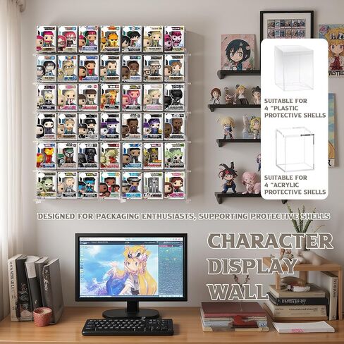 2 Pack Wall Display Shelf for Funko Pop Boxes - Hold Up to 21 Boxes, Clear Acrylic Action Figure Stand, Collectibles Display Case in Kuwait