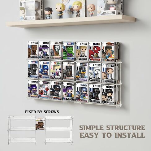 2 Pack Wall Display Shelf for Funko Pop Boxes - Hold Up to 21 Boxes, Clear Acrylic Action Figure Stand, Collectibles Display Case in Kuwait