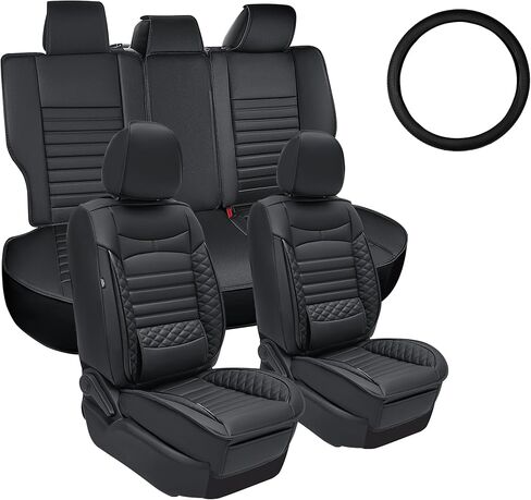 for Toyota Corolla Seat Covers 2014 2015 2016 2017 2018 2019 Corolla LE/L/S Plus/S/LE Plus/XSE/SE Premium Leather Car Seat Covers Full Set for SUV-Car Seat Protector (Black, 5 Seats) in Saudi Arabia