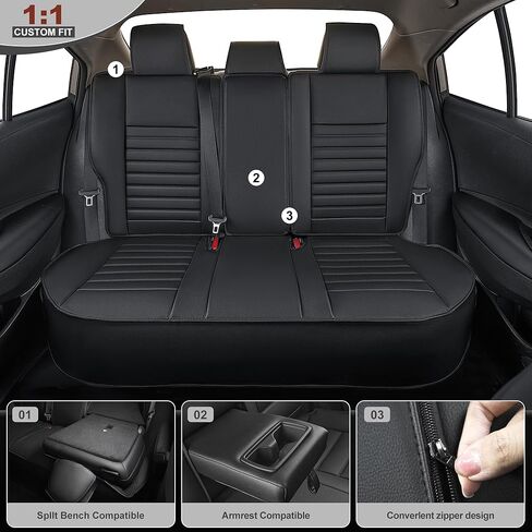 for Toyota Corolla Seat Covers 2014 2015 2016 2017 2018 2019 Corolla LE/L/S Plus/S/LE Plus/XSE/SE Premium Leather Car Seat Covers Full Set for SUV-Car Seat Protector (Black, 5 Seats) in Saudi Arabia