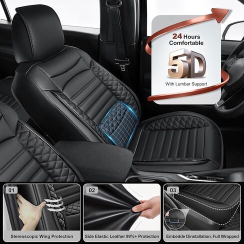 for Toyota Corolla Seat Covers 2014 2015 2016 2017 2018 2019 Corolla LE/L/S Plus/S/LE Plus/XSE/SE Premium Leather Car Seat Covers Full Set for SUV-Car Seat Protector (Black, 5 Seats) in Saudi Arabia
