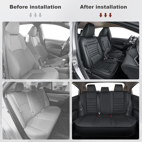 for Toyota Corolla Seat Covers 2014 2015 2016 2017 2018 2019 Corolla LE/L/S Plus/S/LE Plus/XSE/SE Premium Leather Car Seat Covers Full Set for SUV-Car Seat Protector (Black, 5 Seats) in Saudi Arabia
