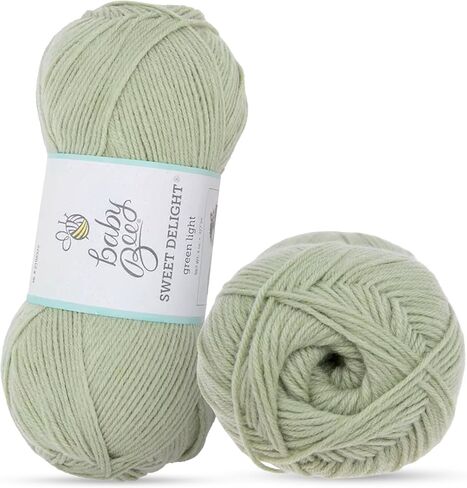 Hobby Lobby Baby Bee Sweet Delight Light Yarn, 377 Yards of Acrylic & Polyamide Yarn for Crocheting Blankets, Hats, & More – Craft Supplies for Handcrafting, Green Light in Kuwait