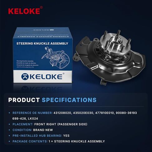 KELOKE Front Right Steering Knuckle & Wheel Bearing Hub Assembly Compatible with Toyota Highlander Hybrid 2006-2007 & Lexus RX330 2004-2006, RX350 2007-2009, RX400h 2006-2008, Replaces# 698-426 in Saudi Arabia