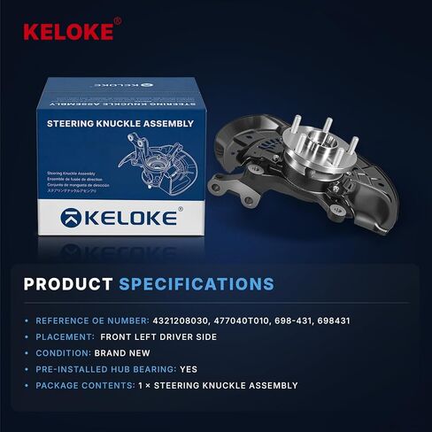 KELOKE Front Left Steering Knuckle & Wheel Bearing Hub Assembly Compatible with Toyota Sienna 2011-2013 L4 2.7L, Sienna 2011-2017 V6 3.5L. It fits FWD model Only, Replaces# 698-431 477040T010 in Saudi Arabia
